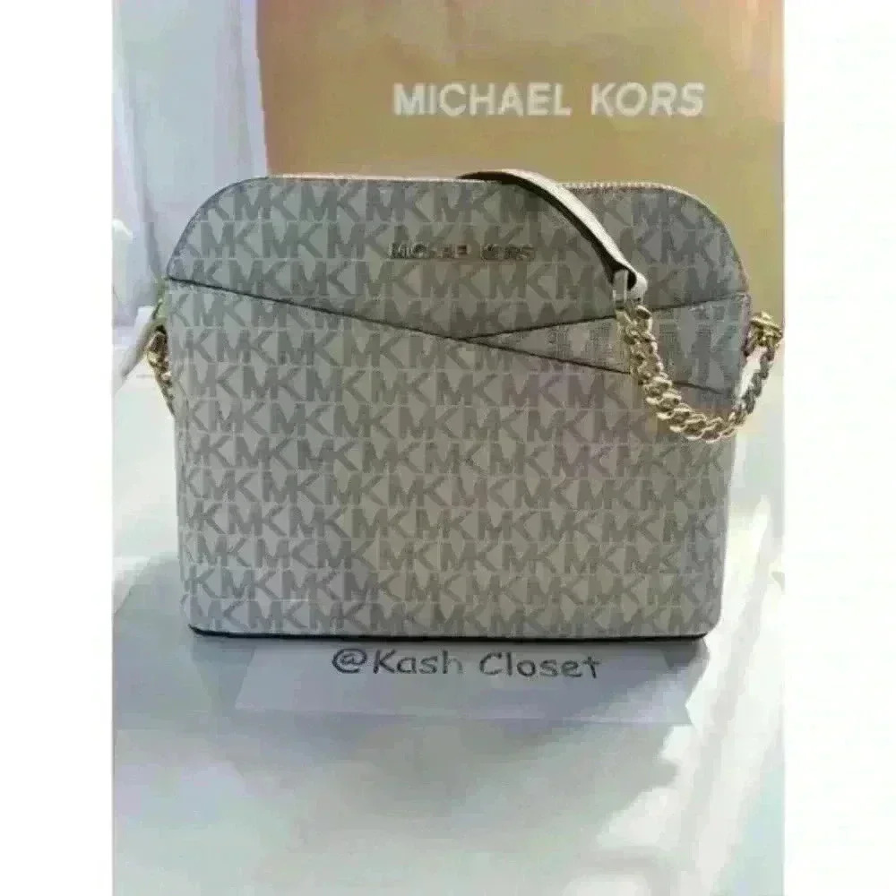 Michael Kors MK Jet Set Travel Medium Dome Crossbody Bag- Powder Blush Multi